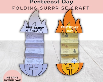 Manualidad sorpresa plegable para niños en el Día de Pentecostés / Actividad bíblica del Espíritu Santo / Material imprimible para la escuela dominical de Hechos 2 / Manualidad cristiana para la educación en casa en formato PDF