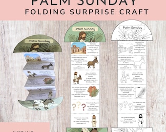 Manualidad sorpresa plegable para el Domingo de Ramos, Biblia imprimible de la Entrada Triunfal, Actividad de Semana Santa para niños, Manualidad de Pascua para la escuela dominical