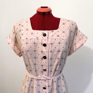 1940s Dress // Vintage 40s Pale Pink Summer Day Dress // XXLarge