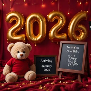 Canva Editable New Year Baby Announcement | 2026 Baby Announcement | Digital Pregnancy Reveal | Instant Downloa