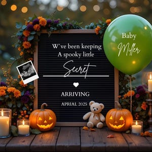 Magical Halloween Pregnancy Announcement,Cauldron Brewing, Witchy October Baby Announcement, Digital EDITABLE Gender Neutral Baby Reveal