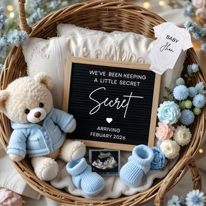 Neutral Pregnancy Announcement Template, Digital Pregnancy Announcement, Baby Announcement, Instant Download, Editable Baby Announcement