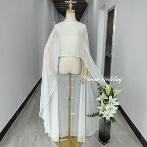 Soft Polyester Silk Chiffon Cape, Prom Party Shawl, Bridesmaid Dress Accessories, Wedding Dress Cape, Custom Bridal High Low Bridal Cape