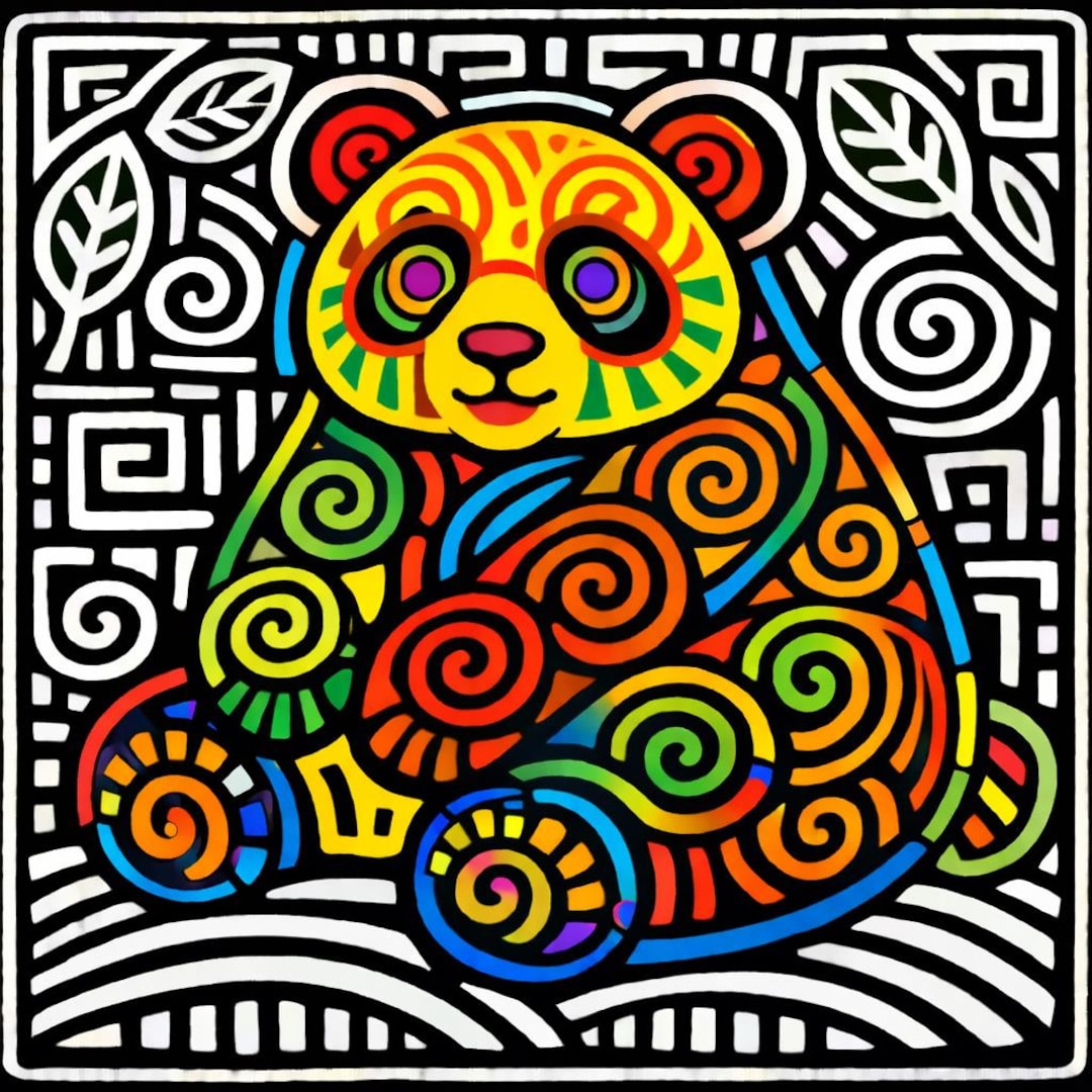 Mola Panda Folk Art Print – Colorful Panda Art Print, Cute Panda ...