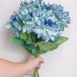 Blue Faux Dahlia: Realistic-Touch Artificial Flower, DIY Floral