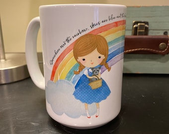 Dorothy and Toto Coffee Mug, Wizard of Oz Inspired, 15 oz