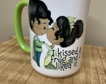 I Kissed a Frog Coffee Mug - Valentine's Day Gift, Handmade 15oz Ceramic