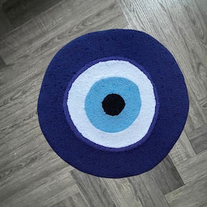 Evil Eye Rug, Handmade Tufted Rug, Protective Home Decor, Modern Accent Rug, Custom Color Carpet, Boho Floor Decor. Kids bedroom matt deco