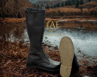 Handgemachte Viktorianischen Stil Braun Leder Reitstiefel für Steampunk Tragen