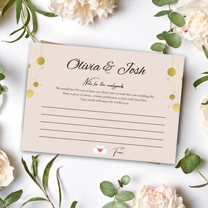 Note for the Newlyweds Printable – Wedding Guest Message & Advice Card – Keepsake for the Couple – Instant Download