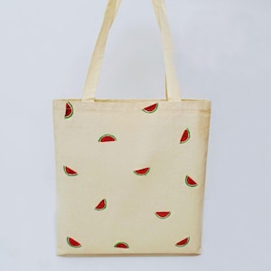 Handmade Hand Painted Tote Bag, &quot;Summer Slice&quot; Hand-Painted Watermelon Tote Bag