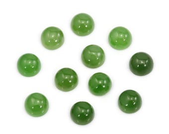 1 Stück 5 mm russische Nephrit Jade Cabochons für die Schmuckherstellung - runde Edelstein-Einstellungen - Ring / Anhänger Bastelbedarf - flache Rückseite polierte Steine