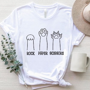 Funny Cat Shirt ,Rock Paper Scissors Cat Paw Tee, Gift for Cat Lovers, Rock Paper Scissors Cat Shirt , Funny Animal Lover Graphic Tee