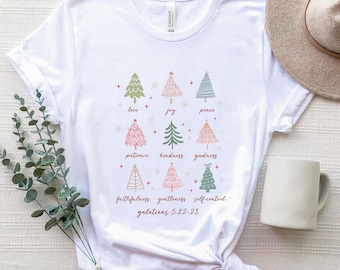 Shirt bijbelvers, Galaten 5:22-23 vrucht van de geest shirt, christelijk cadeau, kerstboom shirt vrouwen, religieus shirt, shirt liefde vreugde vrede