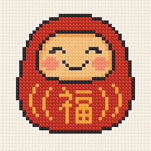 Japanese Daruma Doll Cross Stitch Pattern