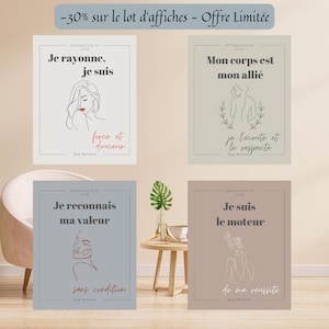 Set of 4 Personal Development Posters | Positive Affirmations | Digital Download | Motivational Wall | Printable PDF A5 to A1