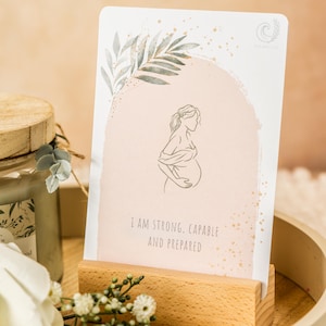 Cartões de Afirmação Positiva de Nascimento - Com um porta-cartões de madeira personalizado