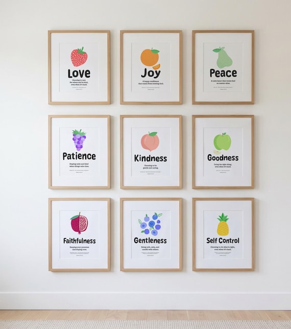 Fruit of the Spirit Poster Christian Classroom Decor Printable Bible Verse Kids Wall Homeschool Faith Based Sunday School Art Teaching Tool
