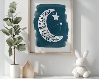 Peter Pan Nursery Wall Art  Second Star to the Right Quote Print Storybook Nursery Decor  Adventure Nursery Wall Art Baby Boy Room Decor