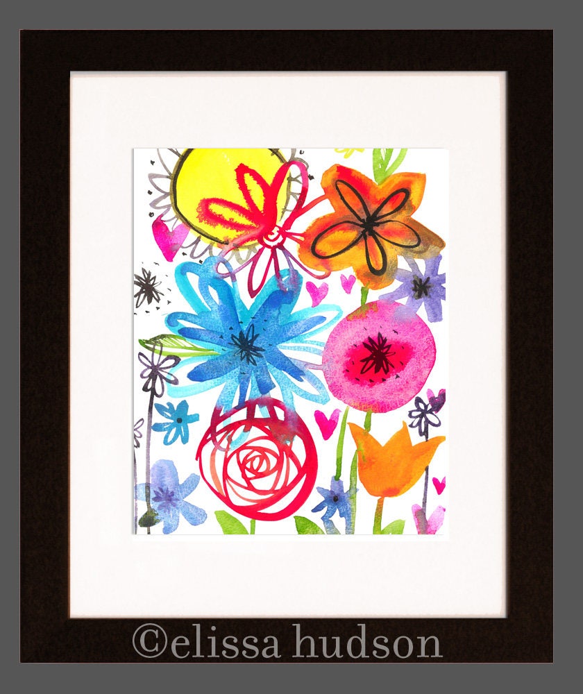 Watercolor Garden Wall Art Print Girl Baby Nursery Flower Decor - Etsy