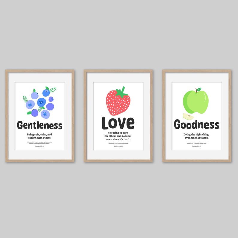 Christian Classroom Posters Biblical Values Teaching Set Nine Character Traits Wall Art Digital Download Printable Resources Faith Based Educational Materials Homeschool Sunday School Visual Learning Aids Scripture Memory Tools Kids Room