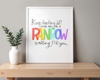 Rainbow Wall Art Print, Boho Nursery Decor, Pastel Rainbow Art for Girls Room, Kids Playroom Decor, Baby Girl Nursery Print, Colorful Art