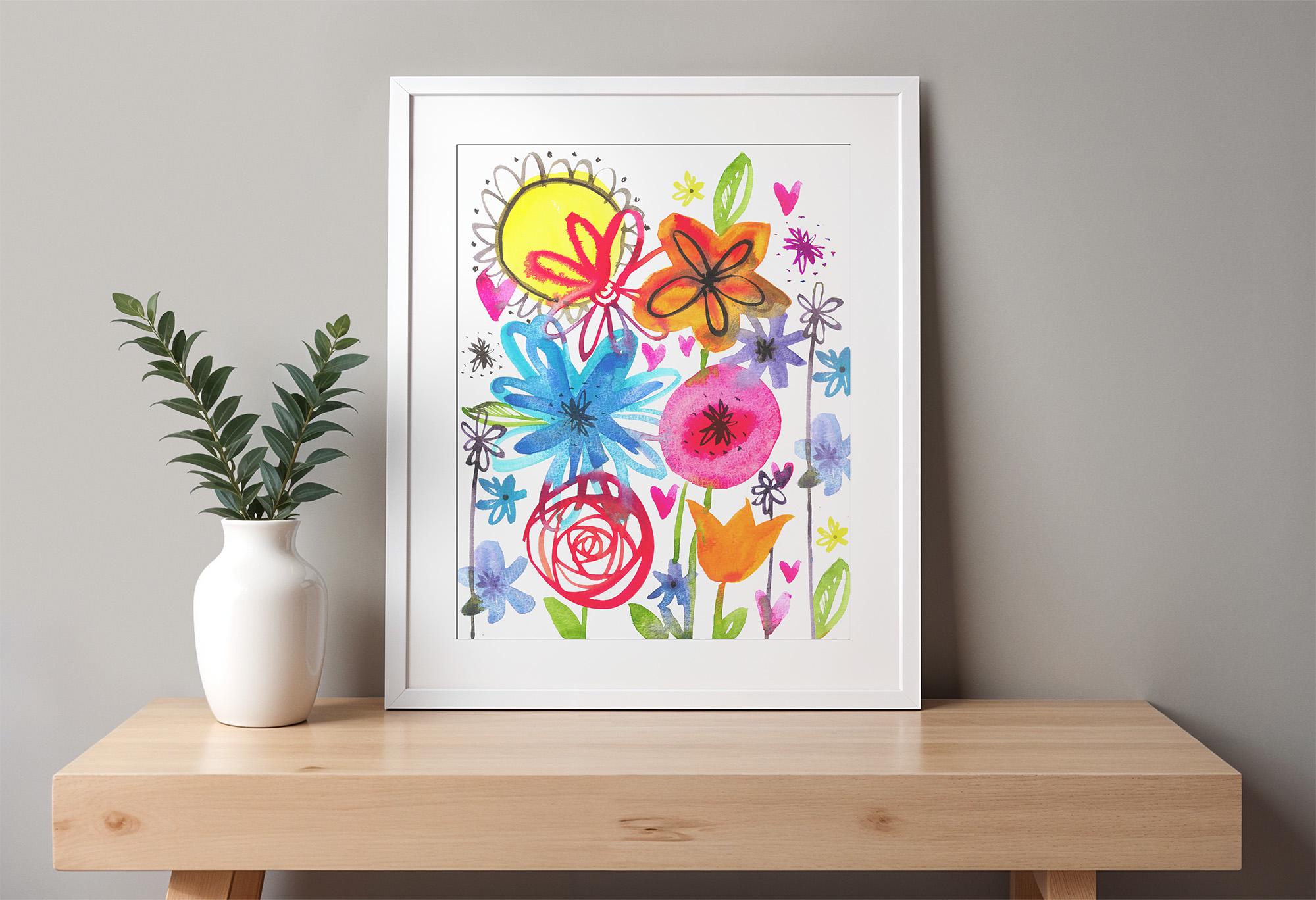Watercolor Garden Wall Art Print Floral Nursery Decor Girl Nursery Wall ...