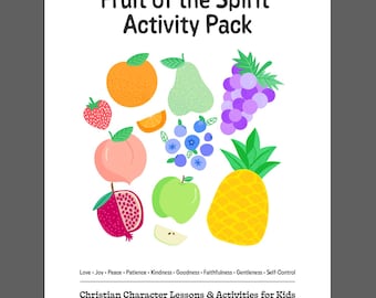 Paquete de actividades sobre el fruto del Espíritu Santo / Lecciones bíblicas cristianas para niños (Descarga digital)
