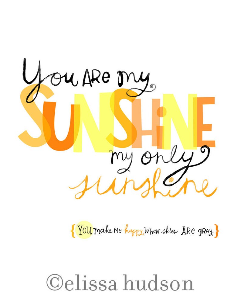 You Are My Sunshine Wall Art Print Etsy