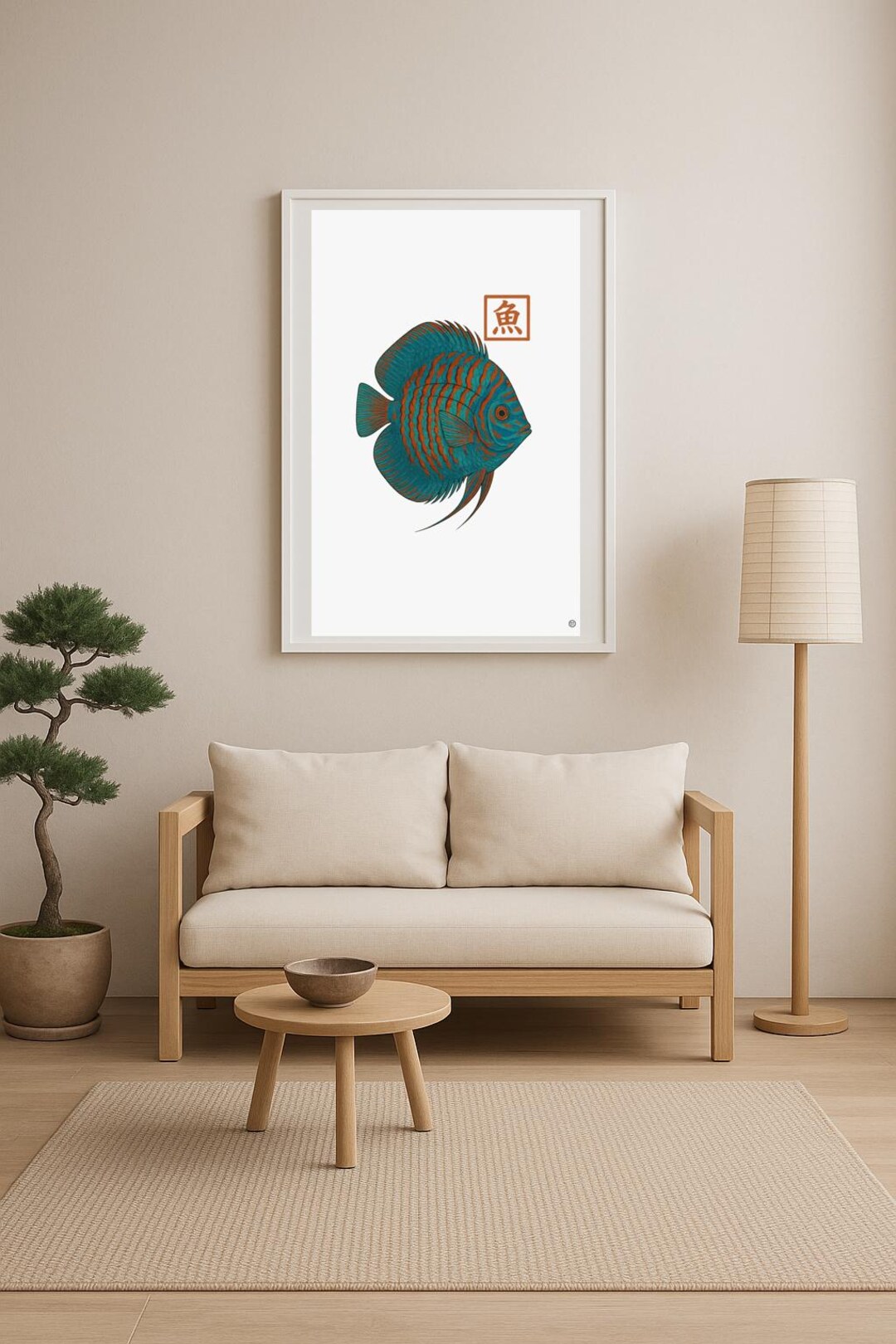 Japanese Style Discus Fish Print - Fish Painting - Teal Discus Print ...