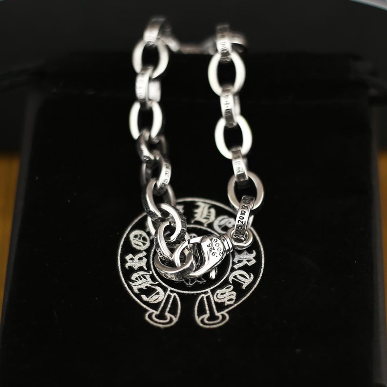 CH in Box 925 Silver Vintage Classic Letter Alphabet Chain Bracelet ...