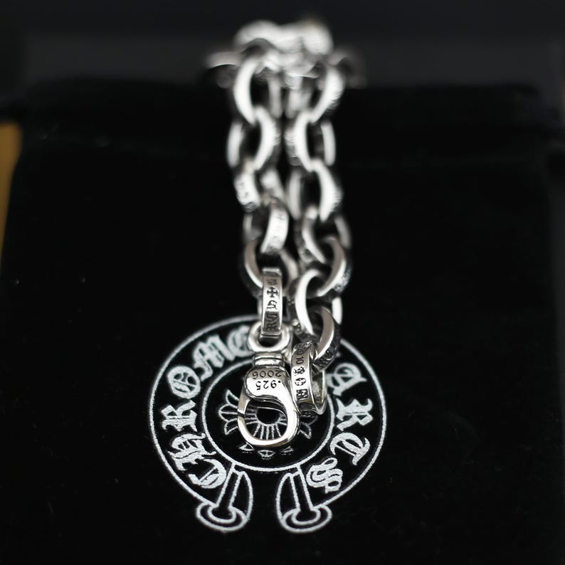 CH in Box 925 Silver Vintage Classic Letter Alphabet Chain Bracelet ...