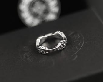 CH In box 925 Silver Vintage classic Cross bone Ring Gothic design jewelry Unisex punk birthday party Gift