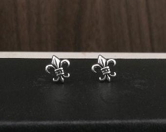 CH In box 925 Silver Scout Flower Anchor Earrigns stud unisex Jewelry Gothic design punk Birthday Party Gift