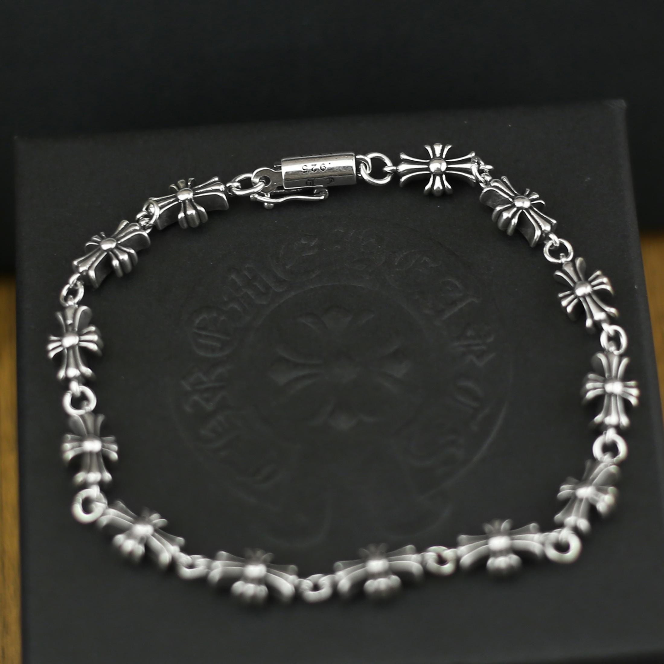 CH in Box 925 Silver Vintage Classic Cross Flower Chain