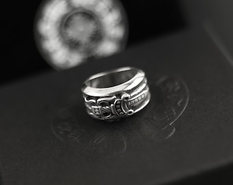 CH In box 925 Silver Vintage classic Big Sword Ring Gothic design jewelry Unisex punk birthday party Gift