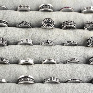 Anillo de plata de ley 925 con diseño de cruz y flor, estilo vintage, estilo gótico, unisex, estilo punk, ideal como regalo de cumpleaños.