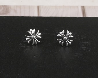 CH En caja Plata 925 Vintage clásico Pendientes de cruz Pendientes de botón unisex Joyería Diseño gótico punk Regalo para fiesta de cumpleaños