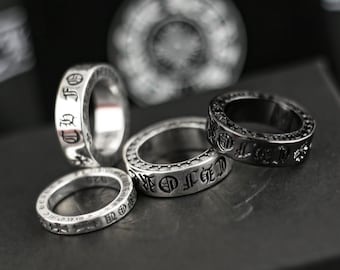 CH In box 925 Silver Vintage classic forever Cross Flower punk Couple Ring Unisex jewelry Gothic design birthday party Gift