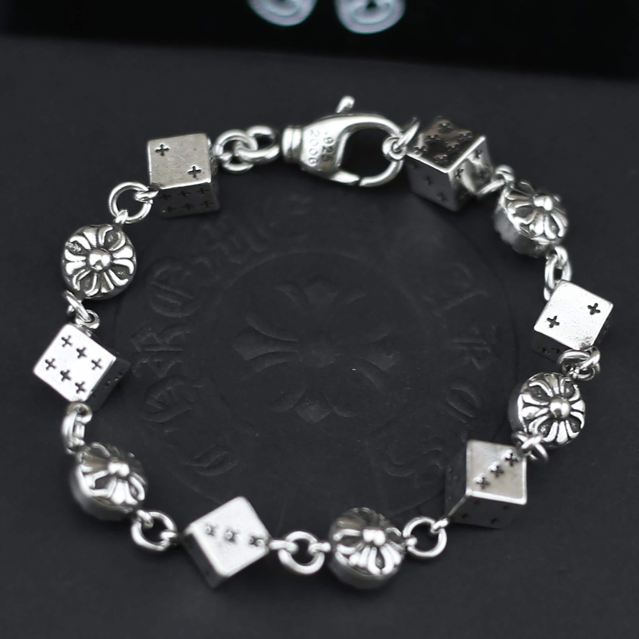 CH in Box 925 Silver Vintage Classic Dice Beads Bracelet