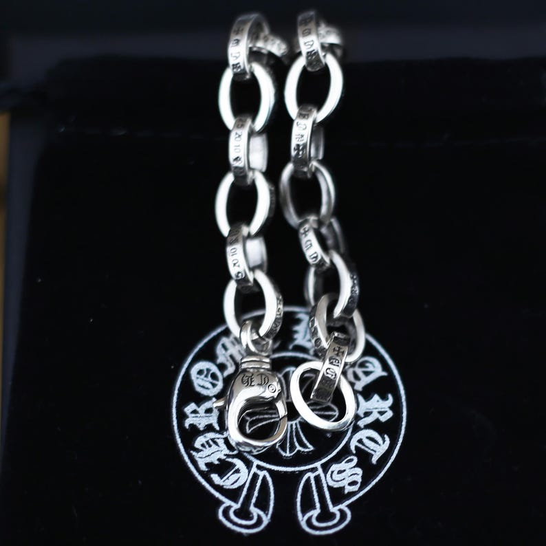 CH in Box 925 Silver Vintage Classic Letter Alphabet Chain Bracelet ...