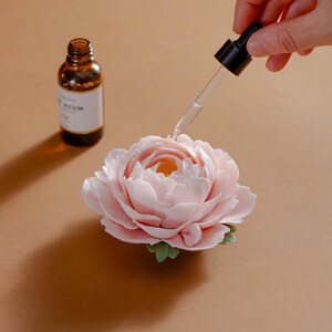 Difusor de óleos essenciais artesanal em cerâmica com peônia rosa, decoração estética para o ambiente, presente corporativo exclusivo para ela, presente de bem-estar de luxo.