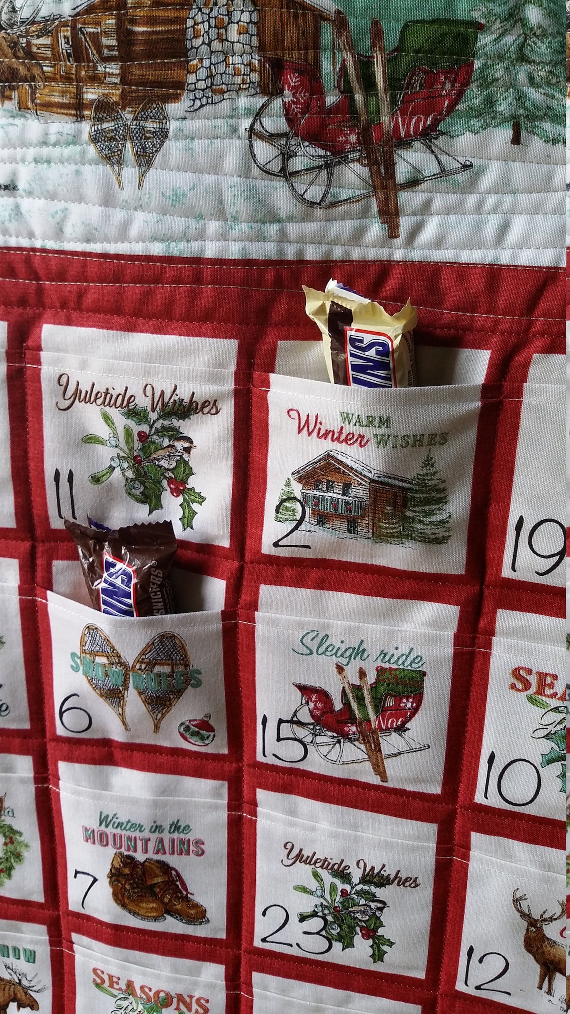 Quilted Christmas Advent Calendar country chic cabin theme Etsy