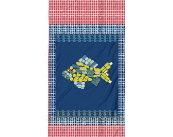 Mosaic Fish Beach Towel in Red — GAC Summer - Grand Opening 25OFF
