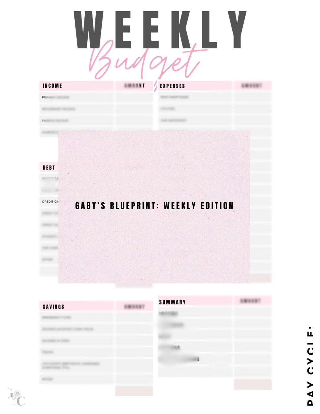 Gaby's Blueprint: Weekly Budget Template - Etsy