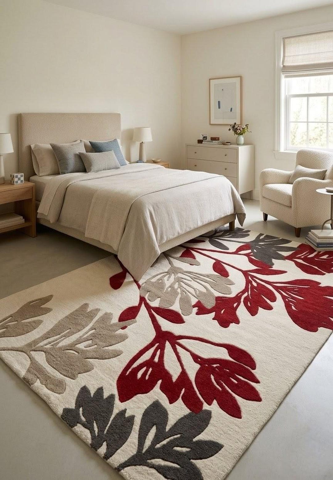 Hand Tufted Floral Wool Rug | Botanical Area Rug | Modern Handmade ...