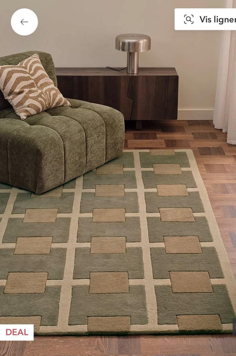 Hand Tufted Wool Rug, Modern Geometric Area Rug, Olive Gray Brown Beige ...