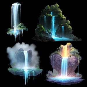 Cascades fantastiques - 10 cliparts zippés