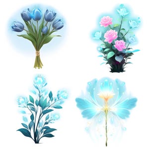 10 cliparts de fleurs - fichiers PNG compressés