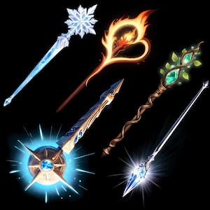 Ensemble de baguettes de fée - 5 cliparts PNG